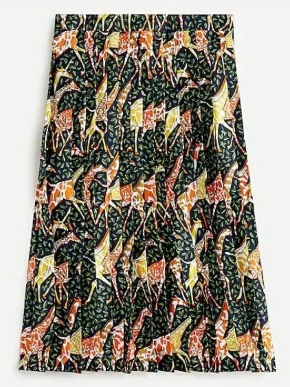 J. Crew Giraffe Print Pleated Midi Skirt in Navy, Brown & Yellow NWT Size 8 - Picture 5 of 9